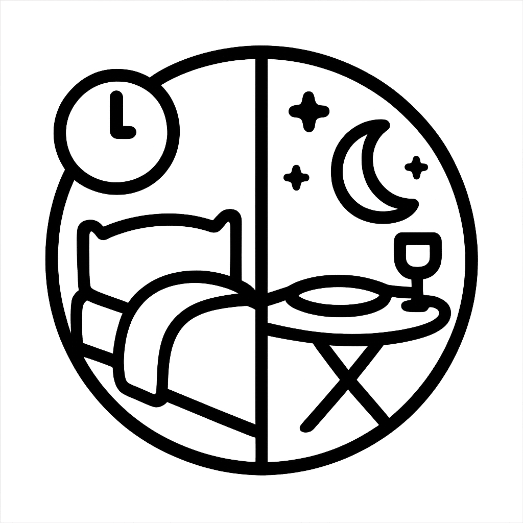 Sleeping in, dining out clipart